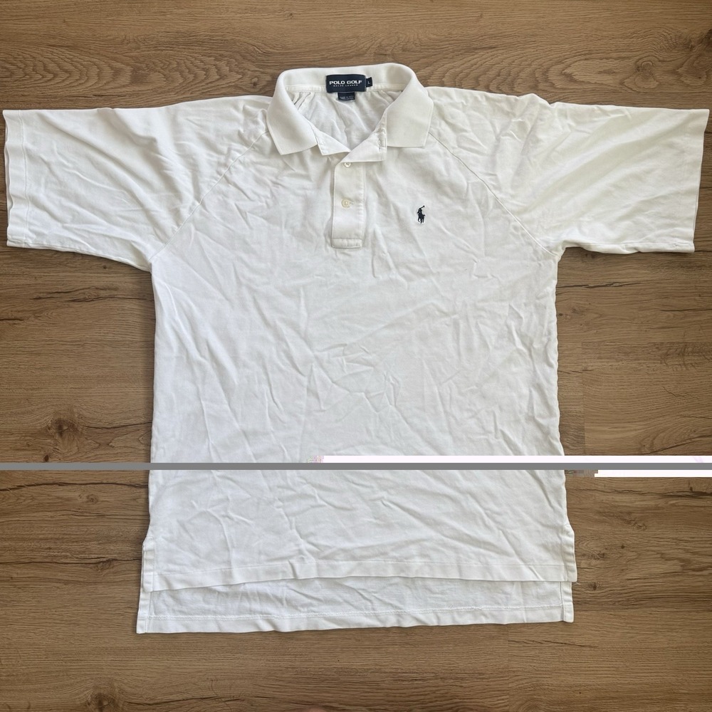Vintage Polo Golf Ralph Lauren 100% Cotton Polo Shirt Large White